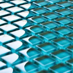 Teal glass mosaic tiles