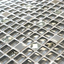Jewel Amarillo mixed grey glass and metal mosaic tiles