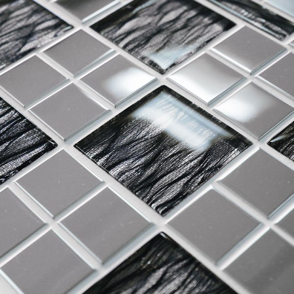 Infinity Jupiter mixed glass and metal mosaic tiles