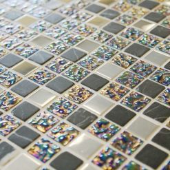 Lustre iridescent grey mosaic tiles