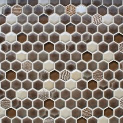 Honeycomb fawn mosaic tiles