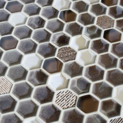 Honeycomb fawn mosaic tiles