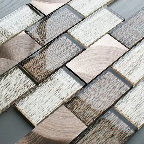Portland brown glass brick and metal wall tiles