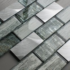 Portland green glass brick and metal wall tiles