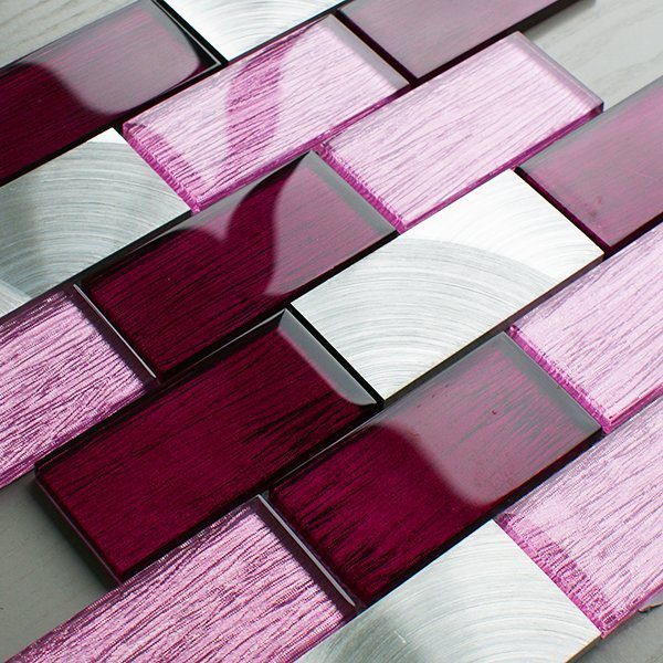 Portland pink glass brick and metal wall tiles