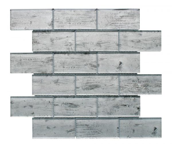 Rustica White wood effect glass tiles