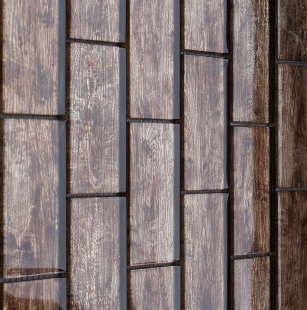 Rustica Light Brown wood effect glass tiles