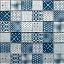 Patchwork Blue glass mosaic tiles