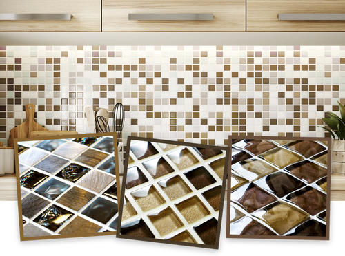Brown multi format mosaic tiles for kitchen or bathrooms