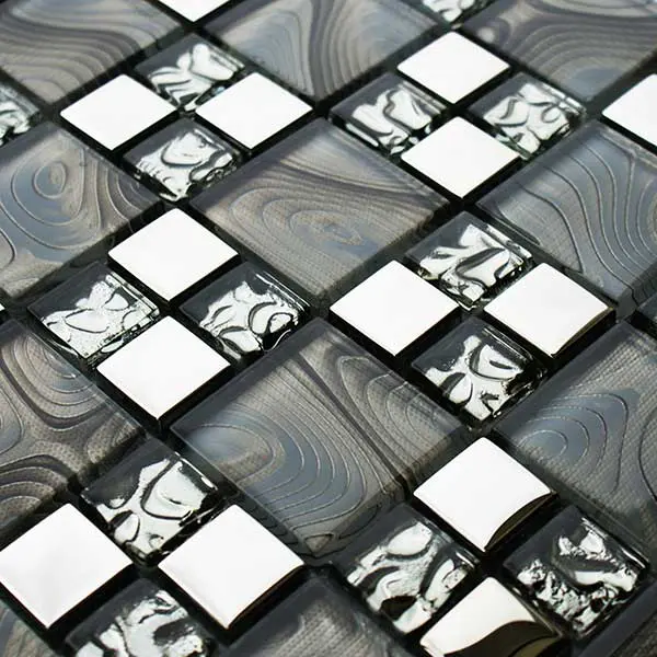 Chrome modular mosaic tiles for kitchen and bathrooms