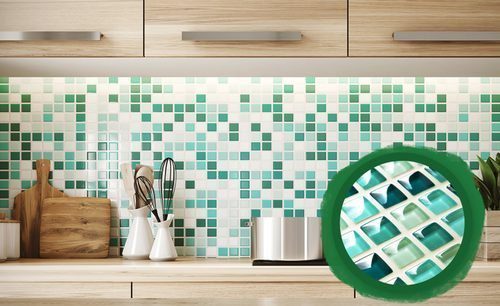 green mosaic tiles