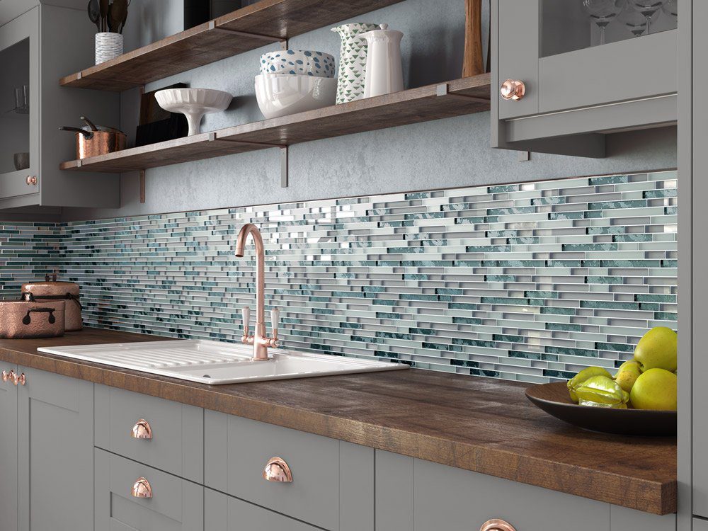 Solar Grey Mosaic Brick Tiles - Kitchen