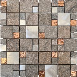 Heritage Square Rose Glass and Stone Mosaic Tiles